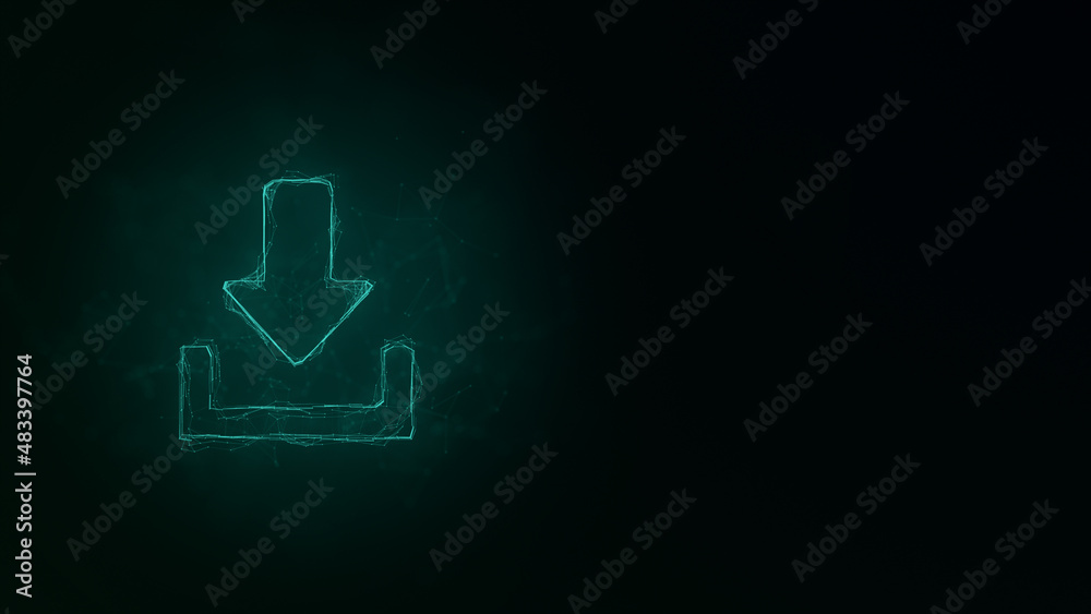 Poster Download icon with Plexus effect. Connected lines with dots. Illustration