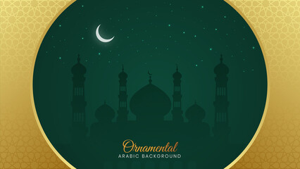 Islamic Ornamental Background With Arabic Pattern and Mosque
