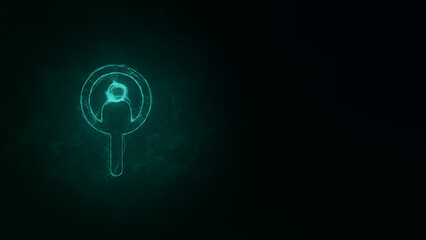 Magnifying glass for search a people icon with plexus effect. Connected lines with dots. Illustration