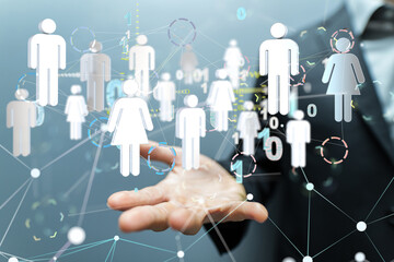 Global network. Blockchain. 3D illustration. Neural networks and artificial intelligence. Abstract