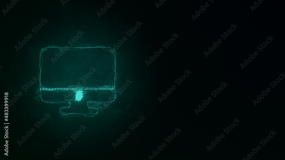 Fototapete Computer monitor icon with plexus art effect. Connected lines with dots. Illustration