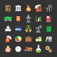 Set of colored vector industry icons