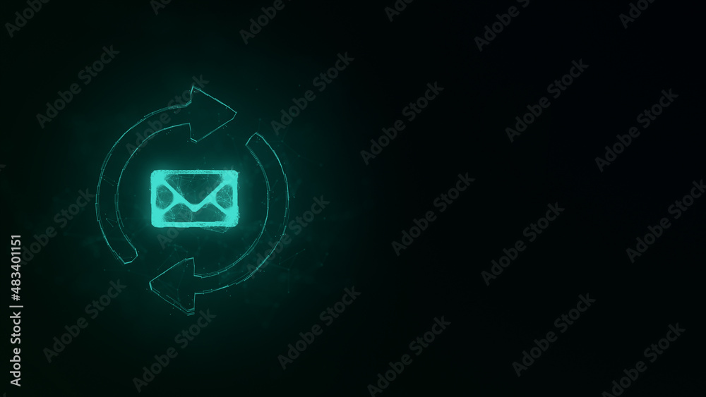 Poster Outgoing and incoming message icon with plexus effect. Connected lines with dots. Illustration