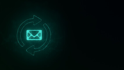 Outgoing and incoming message icon with plexus effect. Connected lines with dots. Illustration