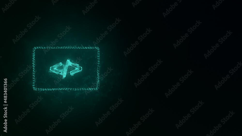 Aufkleber Code browser icon with plexus effect. Connected lines with dots. Illustration