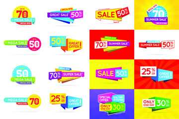 Fototapeta na wymiar Awesome_Sale_Banners-Graphic.Collection of scenes with men and women taking part in business activities. Vector illustration