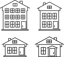 Fototapeta premium House illustration set Icon Cityscape Building Residential area. Vector House line Icons Set