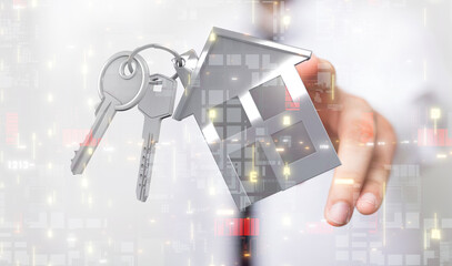 home choice Big data and artificial intelligence concept. Machine learning and cyber mind domination