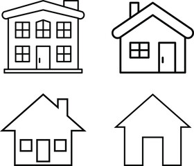 House illustration set Icon Cityscape Building Residential area. Vector House line Icons Set