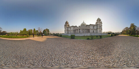 Equidistant spherical panorama, 360 degree circular panorama of the Queen Victoria Memorial Palace...