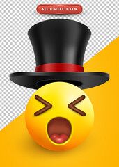 3d emoji shocked expression and magic hat