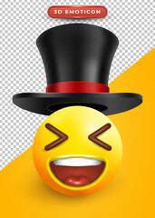 3d emoji happy face and magic hat