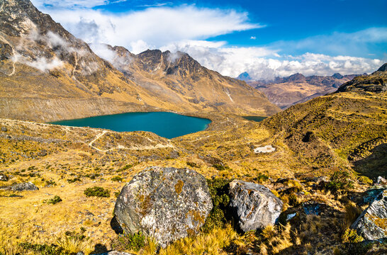 Lake at the Huaytapallana mountain range in Huancayo - Junin, Peru