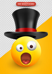 3d emoji with magic hat and silly expression