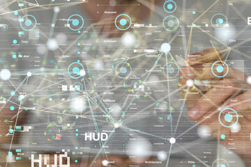 Connecting lines and dots.Big data visualization