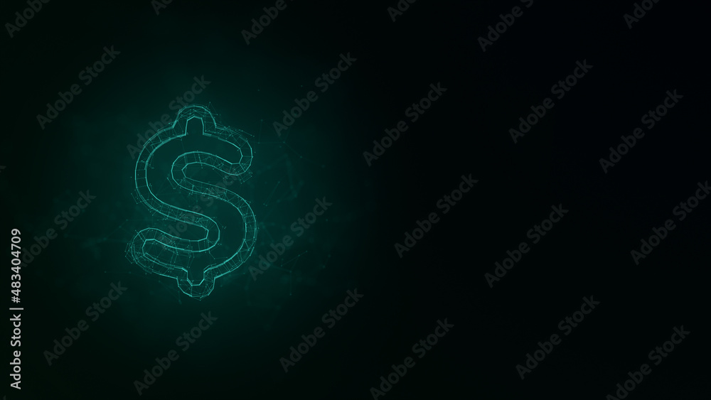 Poster dollar symbol icon with glitch art effect. connected lines with dots. illustration