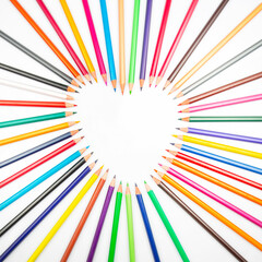 Obraz premium color pencil. set of colored pencils for drawing on a white background. artistic creativity of drawing