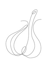 Continuous single-line black outline drawing abstraction garlic
