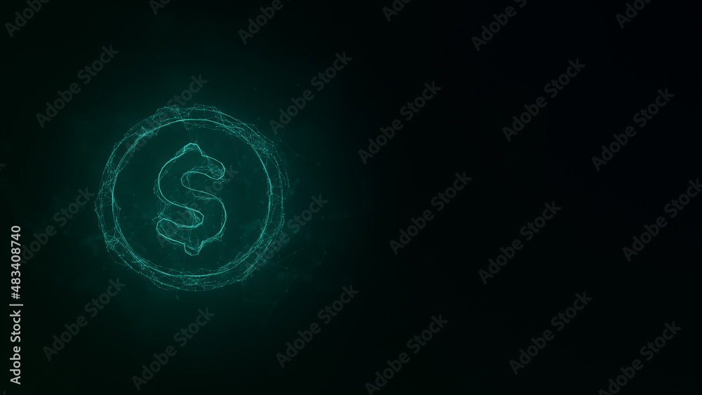 Fototapete dollar symbol icon with plexus effect. connected lines with dots. illustration