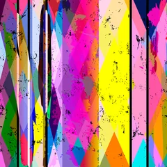 Poster abstract background composition, with rhombus, stripes, paint strokes and splashes, grungy © Kirsten Hinte