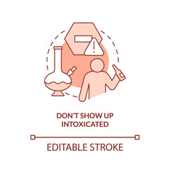 Dont show up intoxicated terracotta concept icon. Substance abuse restriction abstract idea thin line illustration. Isolated outline drawing. Editable stroke. Arial, Myriad Pro-Bold fonts used