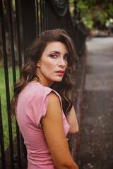 portrait of a beautiful woman in a nice dress with new hairs in funchal madeira portugal 