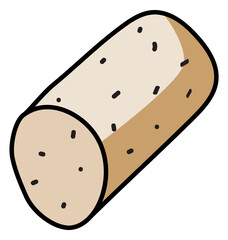 Doodle cartoon style brown wine cork vector illustration. Bar restaurant menu ads, poster, card, farmers market food decor, website design or stickers