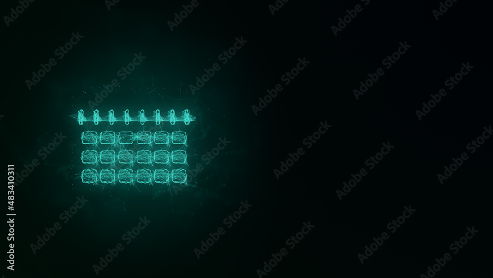 Poster Calendar icon with plexus effect. Connected lines with dots. Illustration