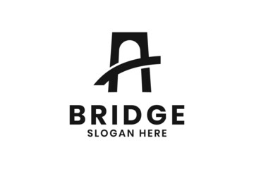 Minimalist bridge design logo vector template