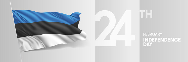 Estonia happy independence day greeting card, banner vector illustration