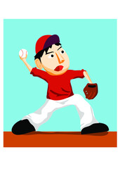 野球　ピッチャー　ストライク  スポーツイラスト