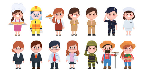 Cute cartoon occupation character in thailand.