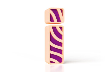Wavy style designed exclamation mark purple and cream colors. High quality 3D rendering.