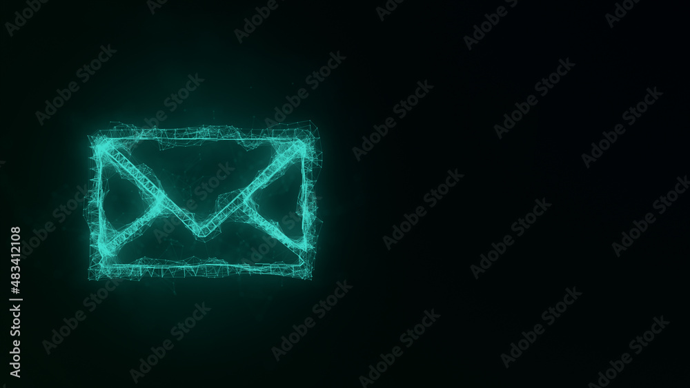 Poster Envelope icon with plexus effect. Connected lines with dots. Illustration