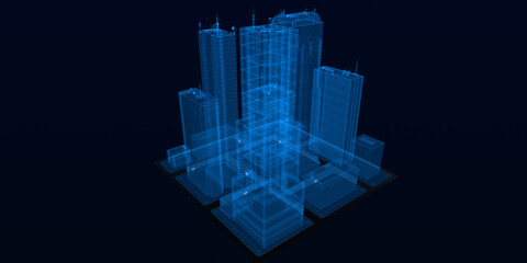 Fototapeta premium Abstract digital building technology background.