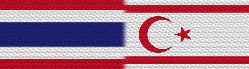 Northern Cyprus and Thailand Thai Fabric Texture Flag – 3D Illustration