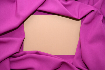 Paper in canvas, brown paper in pink canvas, old paper in canvas, inscription on paper in canvas, message on paper, paper frame with canvas with paper, place for inscription, gift message, gift wrap, 