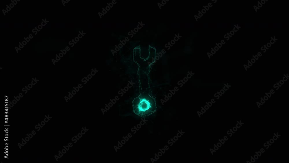 Aufkleber Wrench icon with plexus effect. Connected lines with dots. Lines plexus