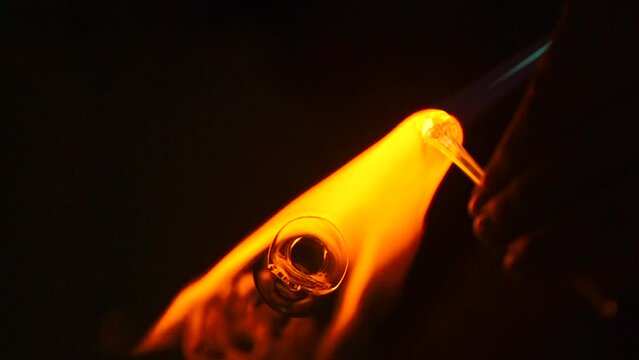 Glass melted by fire