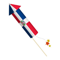 Festival firecracker in colors of national flag on white background. Dominican Republic