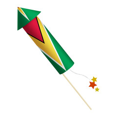 Festival firecracker in colors of national flag on white background. Guyana