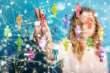 abstract lines with dots over dark background.