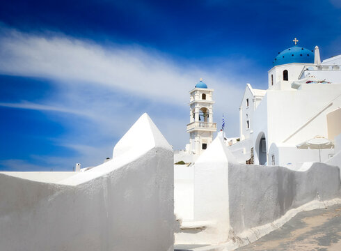 Traditional whitewashed church, Santorini, Cyclades Islands, Greece