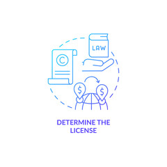 Determine license blue gradient concept icon. International trading. How to start export business abstract idea thin line illustration. Isolated outline drawing. Myriad Pro-Bold fonts used