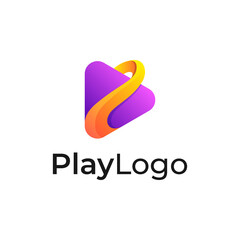 play button colorful logo vector