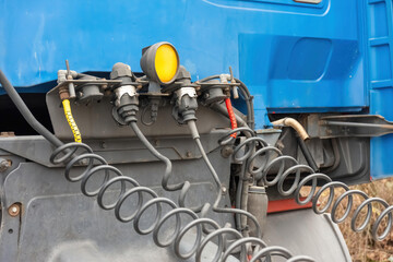 truck compressed air lines in close-up