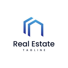 abstract building line logo design illustration
