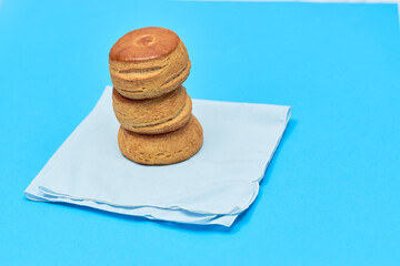 Bisquets traditional mexican bread on blue background