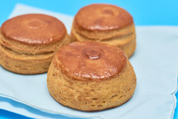 Bisquets traditional mexican bread on blue background