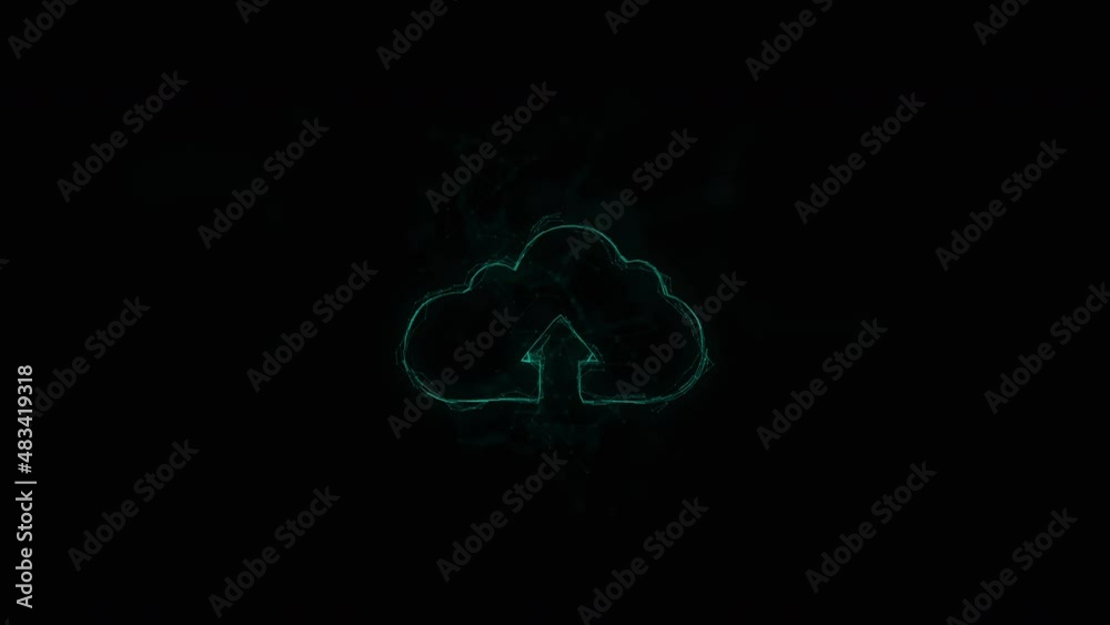 Poster Cloud download icon with plexus effect. Connected lines with dots. Lines plexus